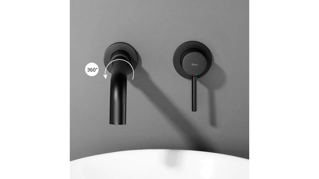 Baterie lavoar culoare negru mat înălțime 11 cm material alamă model inalta Lungo Long Black [4]