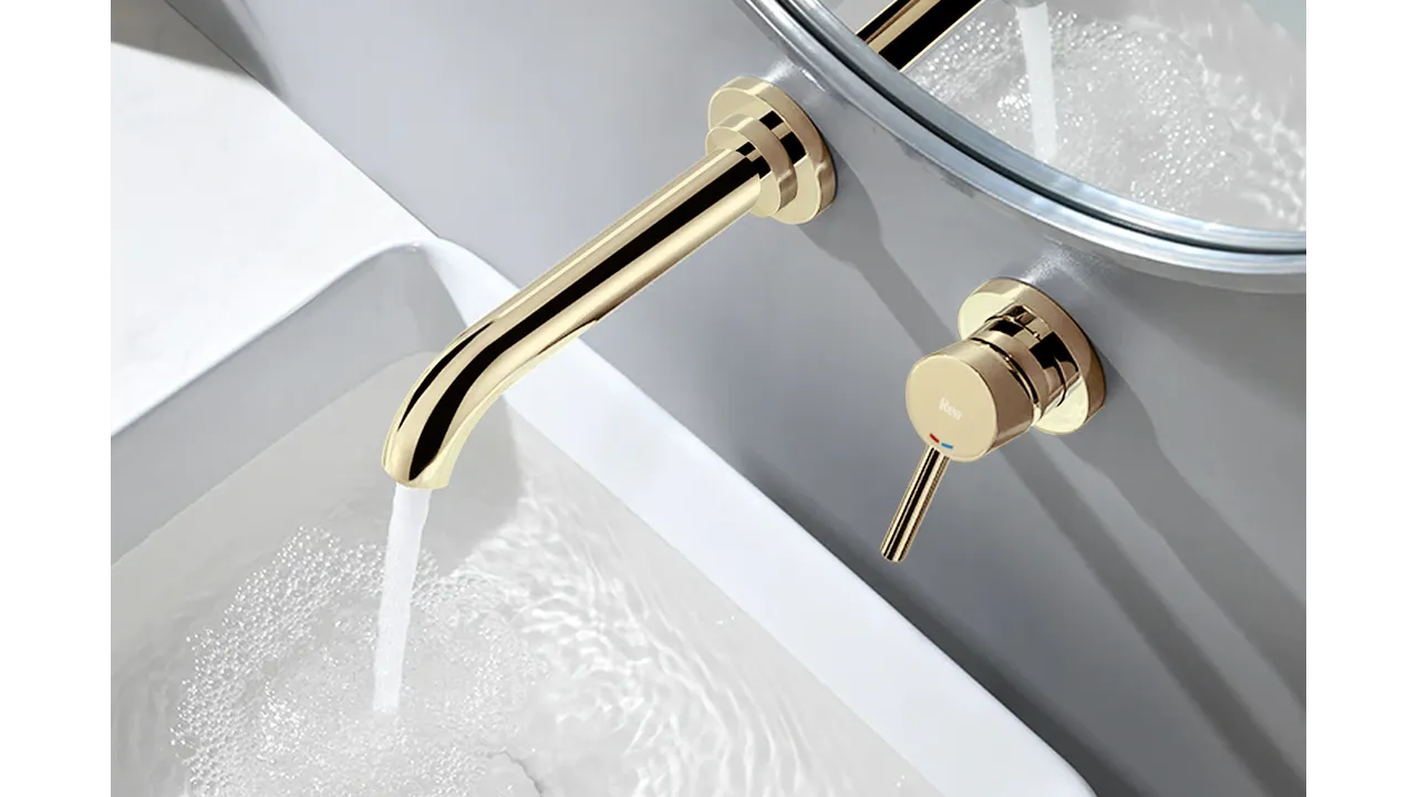 Baterie chiuvetă culoare auriu înălțime 11 cm material alamă model Lungo Long Gold [5]