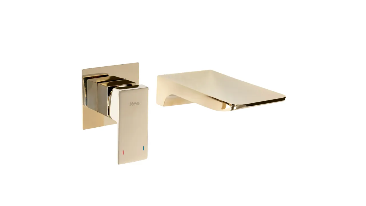 Baterie lavoar culoare auriu înălțime 10 cm material alamă model Mason Gold [2]