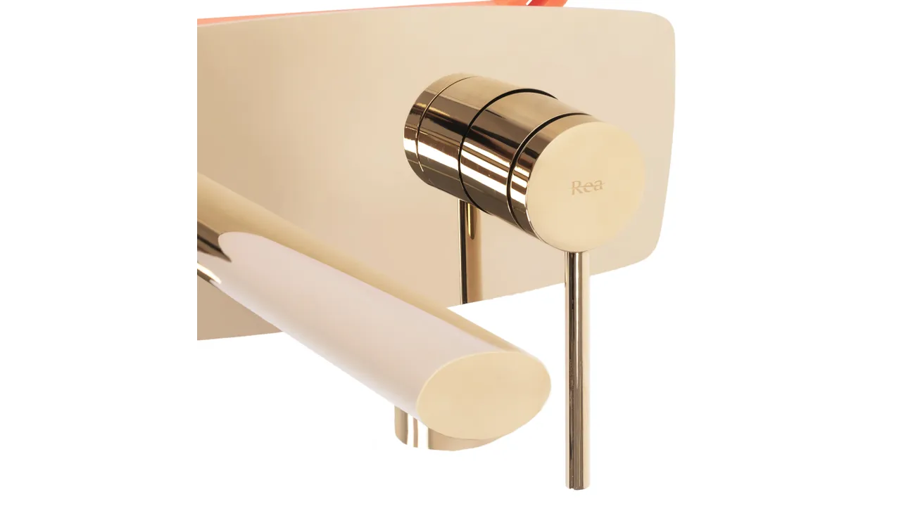 Baterie chiuvetă culoare auriu înălțime 10 cm material alamă model Oval Gold [3]