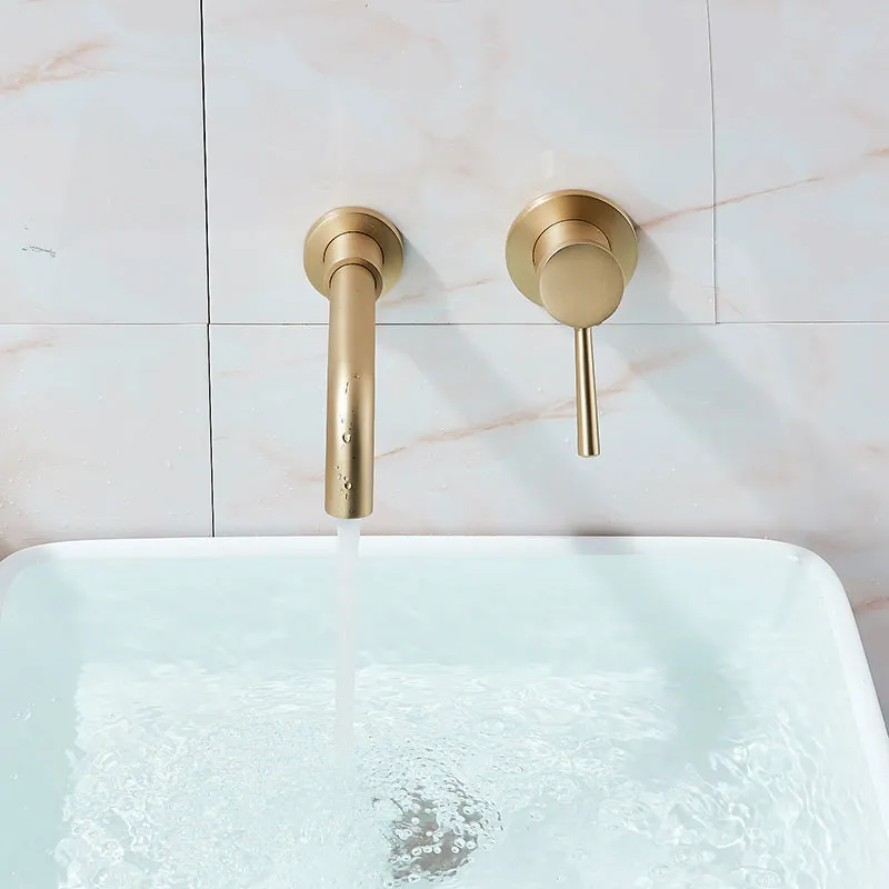 Baterie lavoar culoare auriu periat înălțime 11 cm material alamă model Lungo Long Gold Brushed [7]