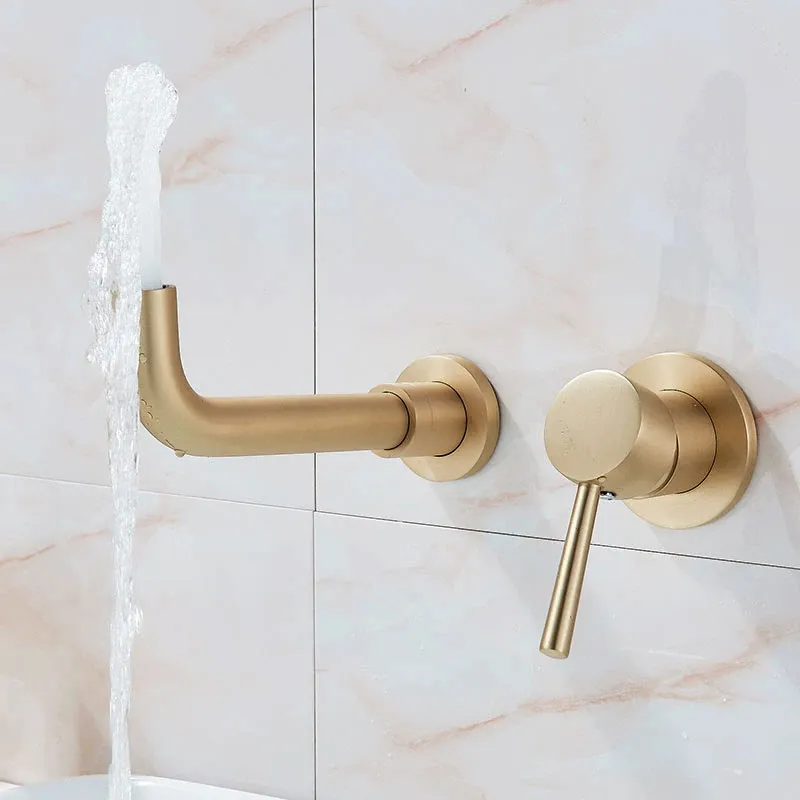 Baterie lavoar culoare auriu periat înălțime 11 cm material alamă model Lungo Long Gold Brushed [8]