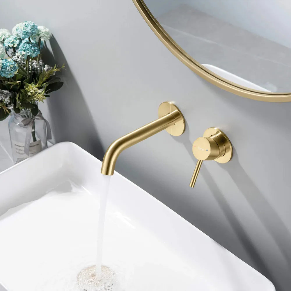 Baterie lavoar culoare auriu periat înălțime 10 cm material alamă model Owen Gold Brushed [2]
