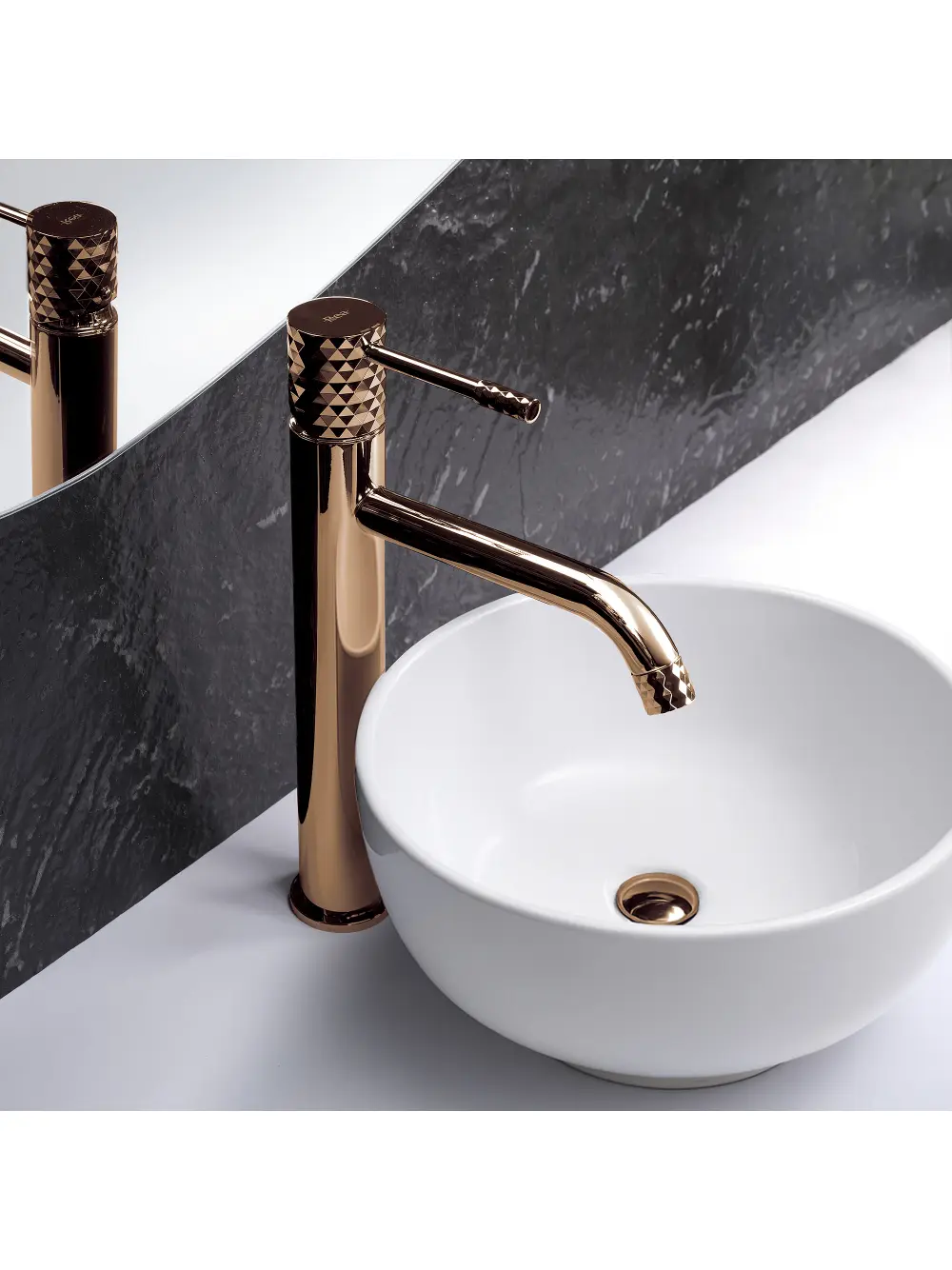 Baterie lavoar culoare cupru lucios înălțime 30 cm model Lungo Diamond Copper High [2]