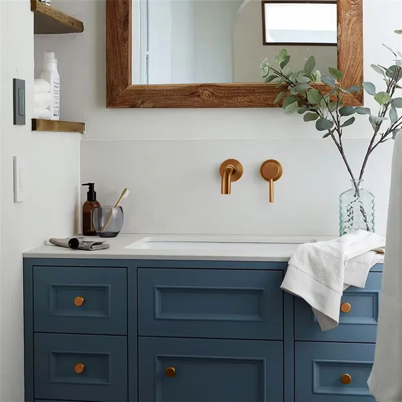 Baterie lavoar finisaj cupru periat înălțime 10 cm material alamă model Lungo Copper Brush [6]