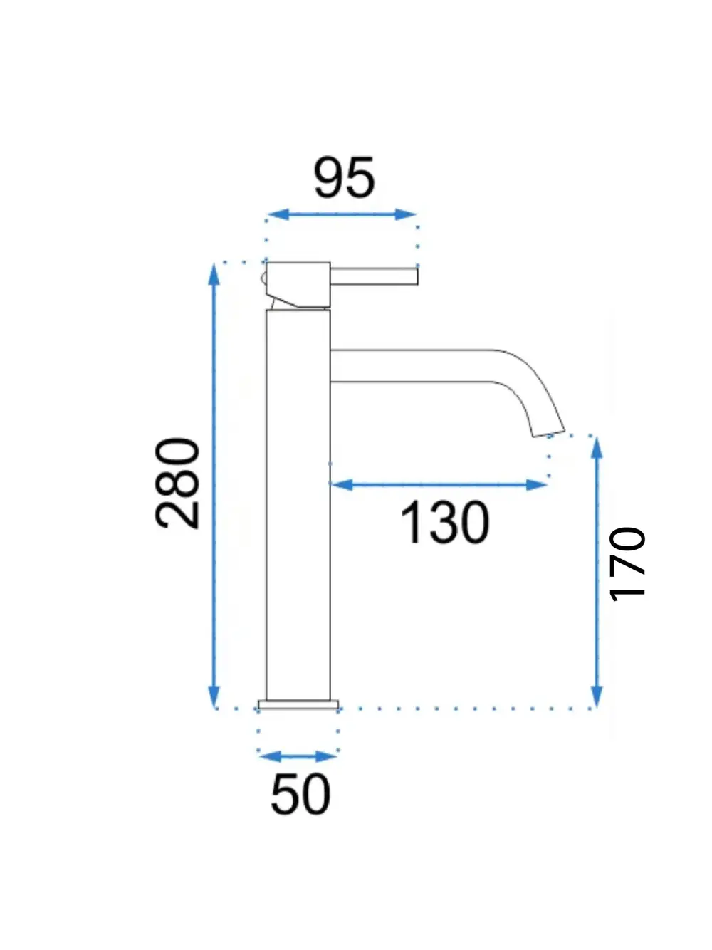 Baterie lavoar finisaj cupru periat înălțime 28 cm material alamă model Lungo Grip Brushed Copper High [4]