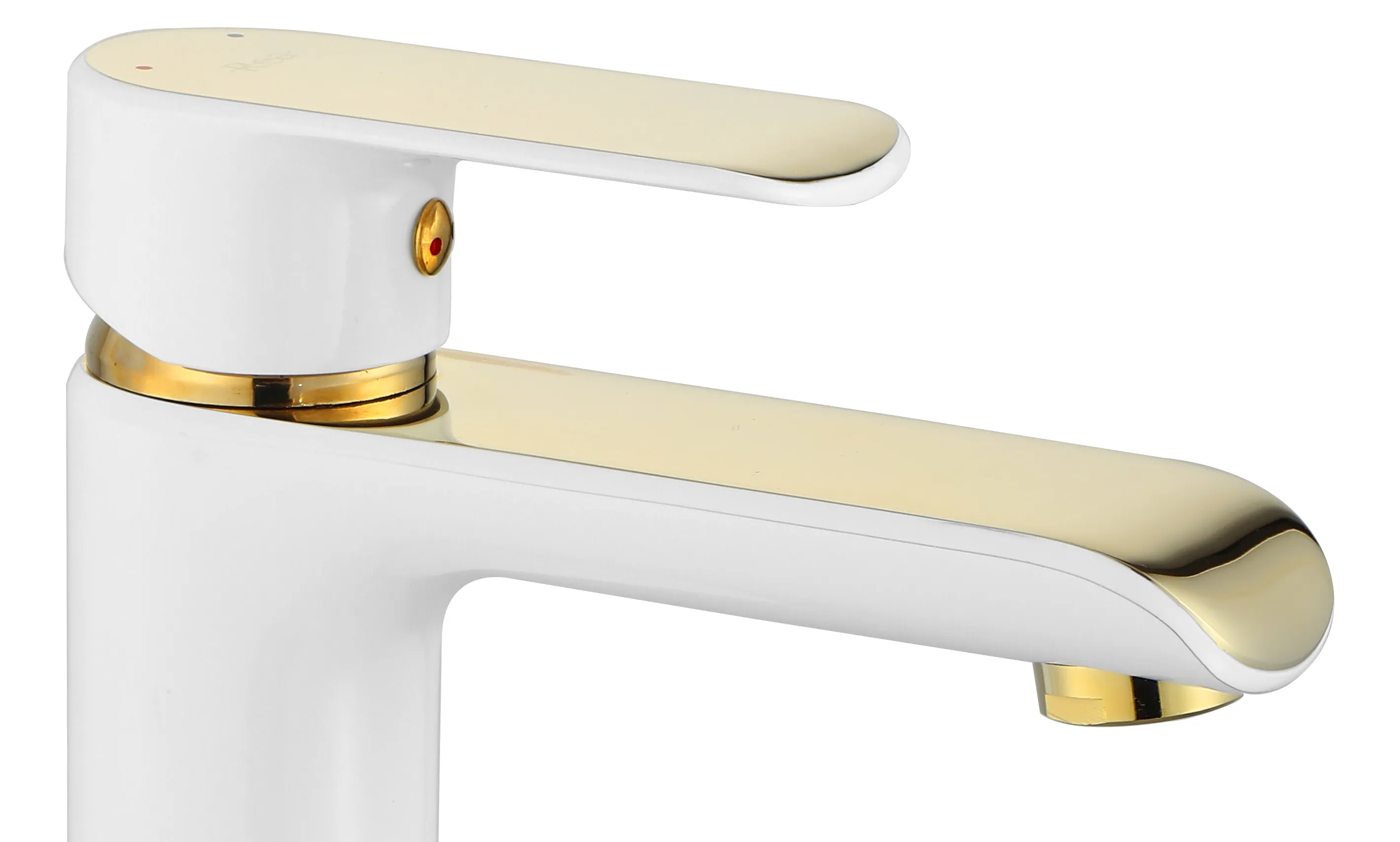 Baterie chiuvetă culoare albă înălțime 30 cm material alamă model Bloom White/Gold High [3]
