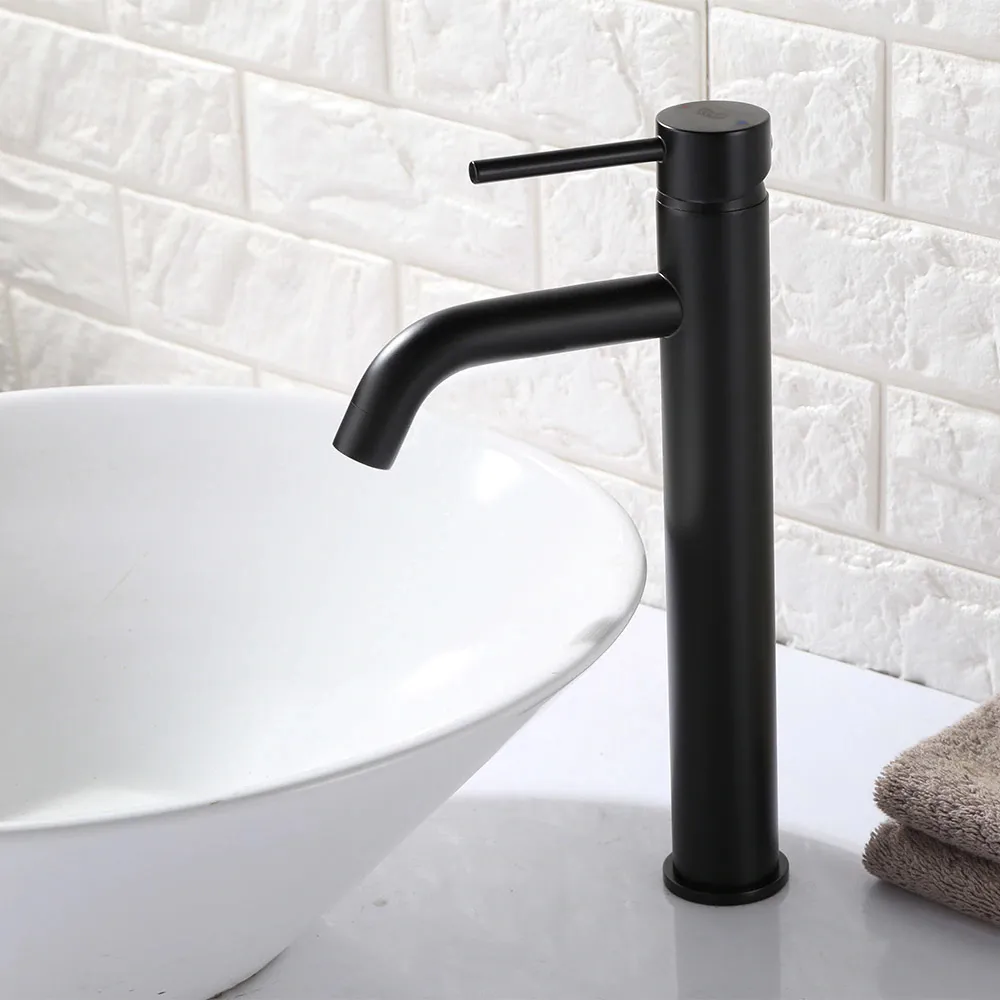Baterie chiuvetă culoare neagră înălțime 28 cm material alamă model Lungo Black High [3]
