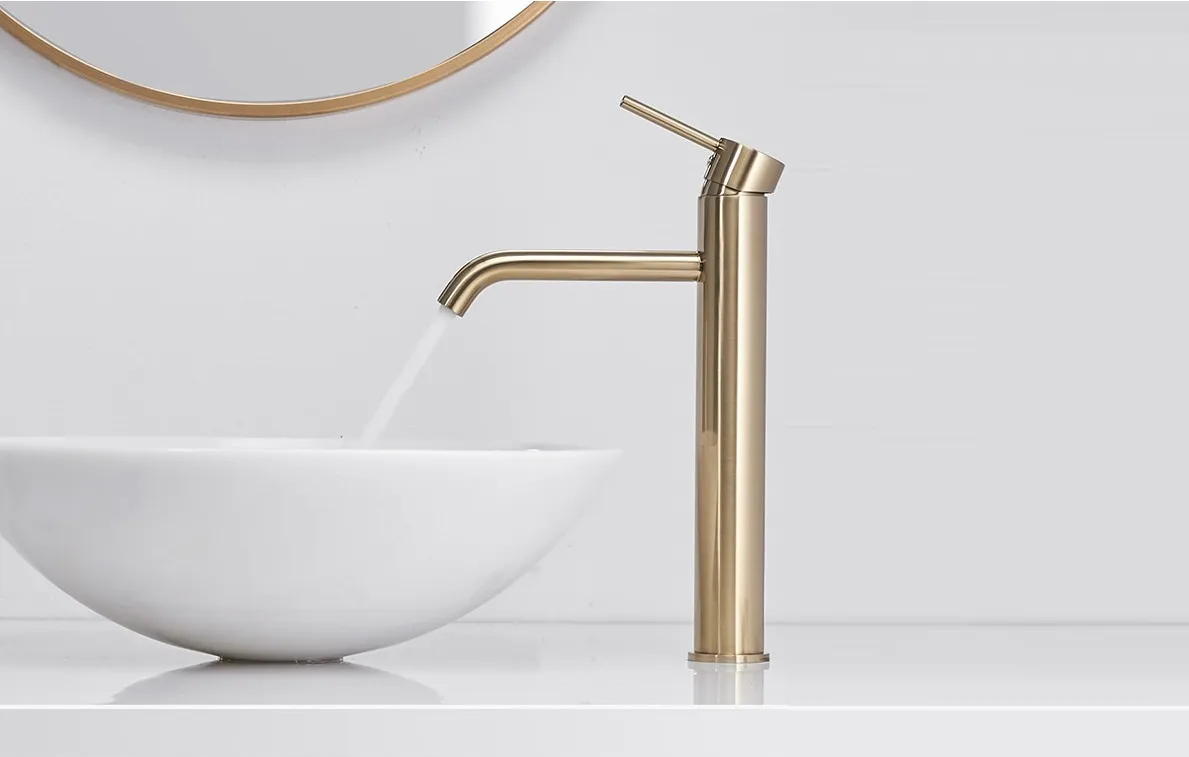 Baterie chiuvetă culoare auriu înălțime 28 cm material alamă model Lungo Gold High [3]