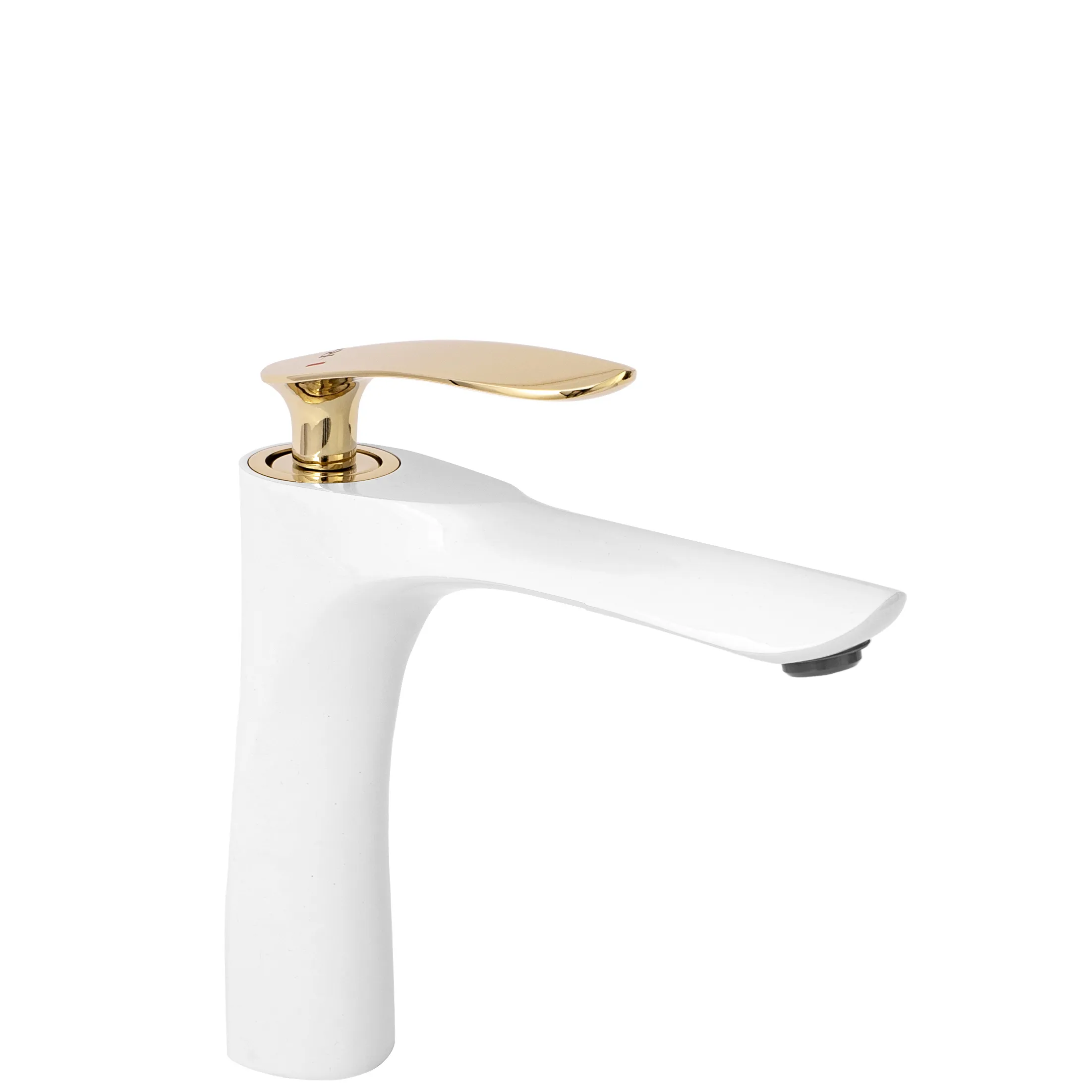 Baterie chiuvetă culoare albă înălțime 17 cm material alamă model Orbit White/Gold Low [2]