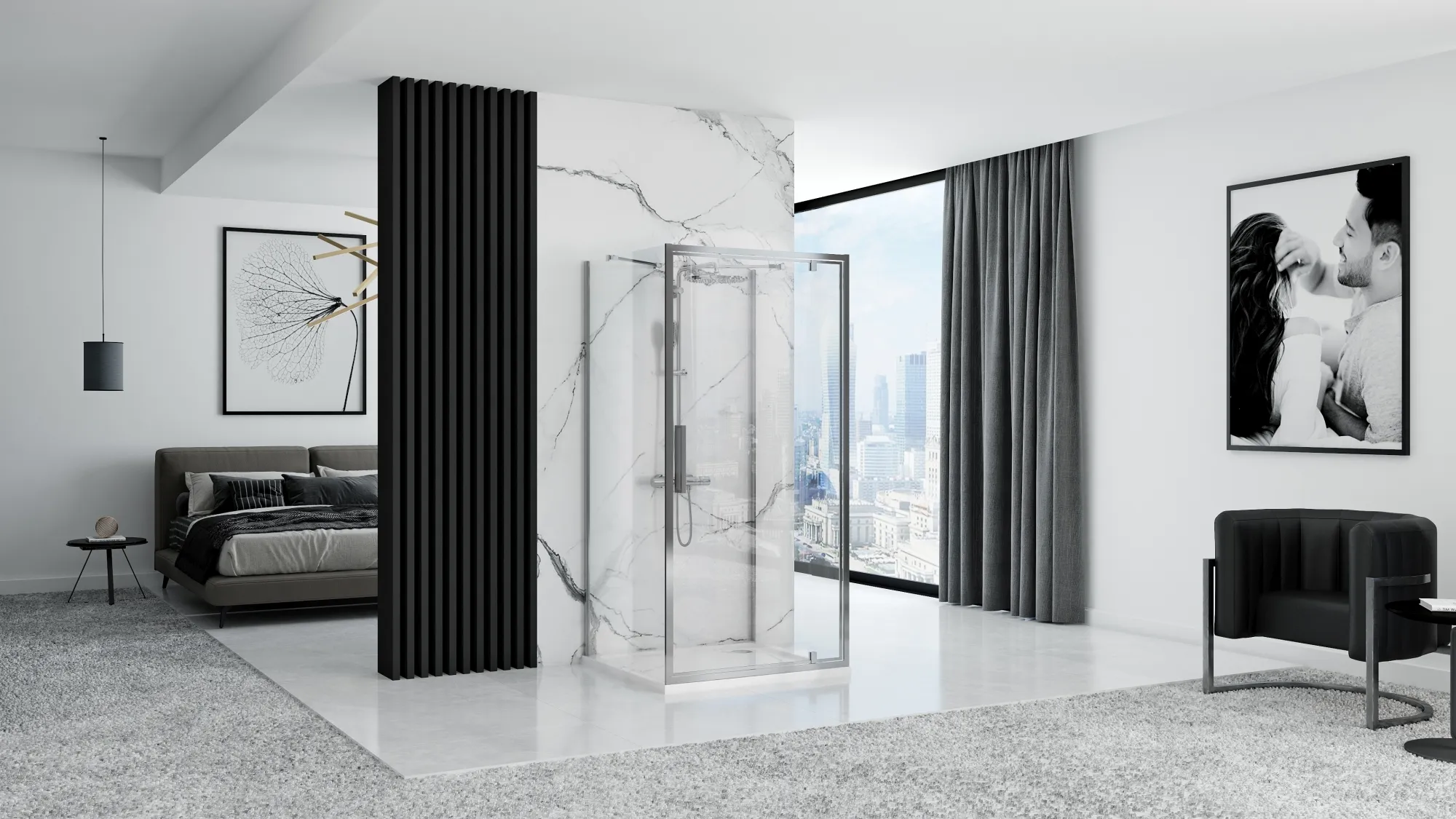 Cabină duș batantă de perete mărime 100x100 cm culoare crom model Rapid Swing [3]