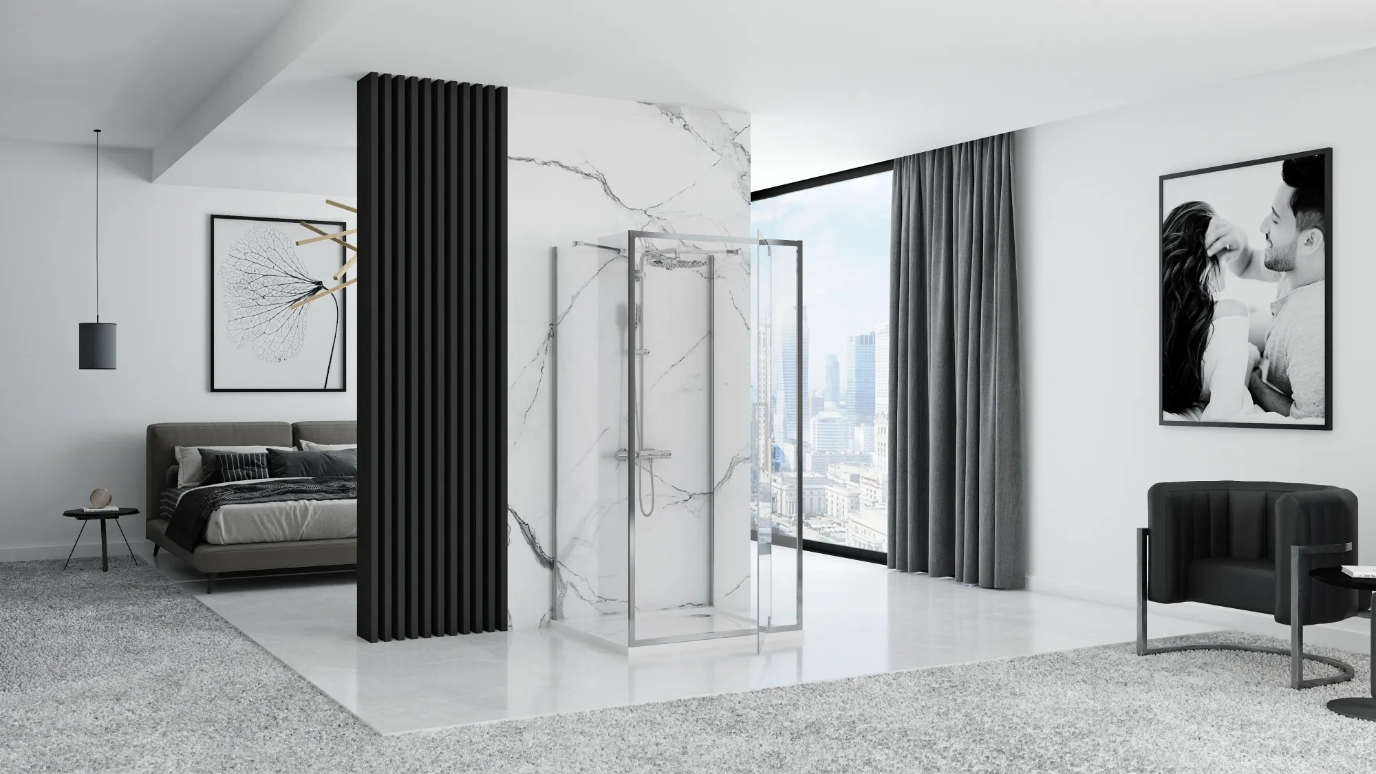 Cabină duș batantă de perete mărime 100x100 cm culoare crom model Rapid Swing [4]