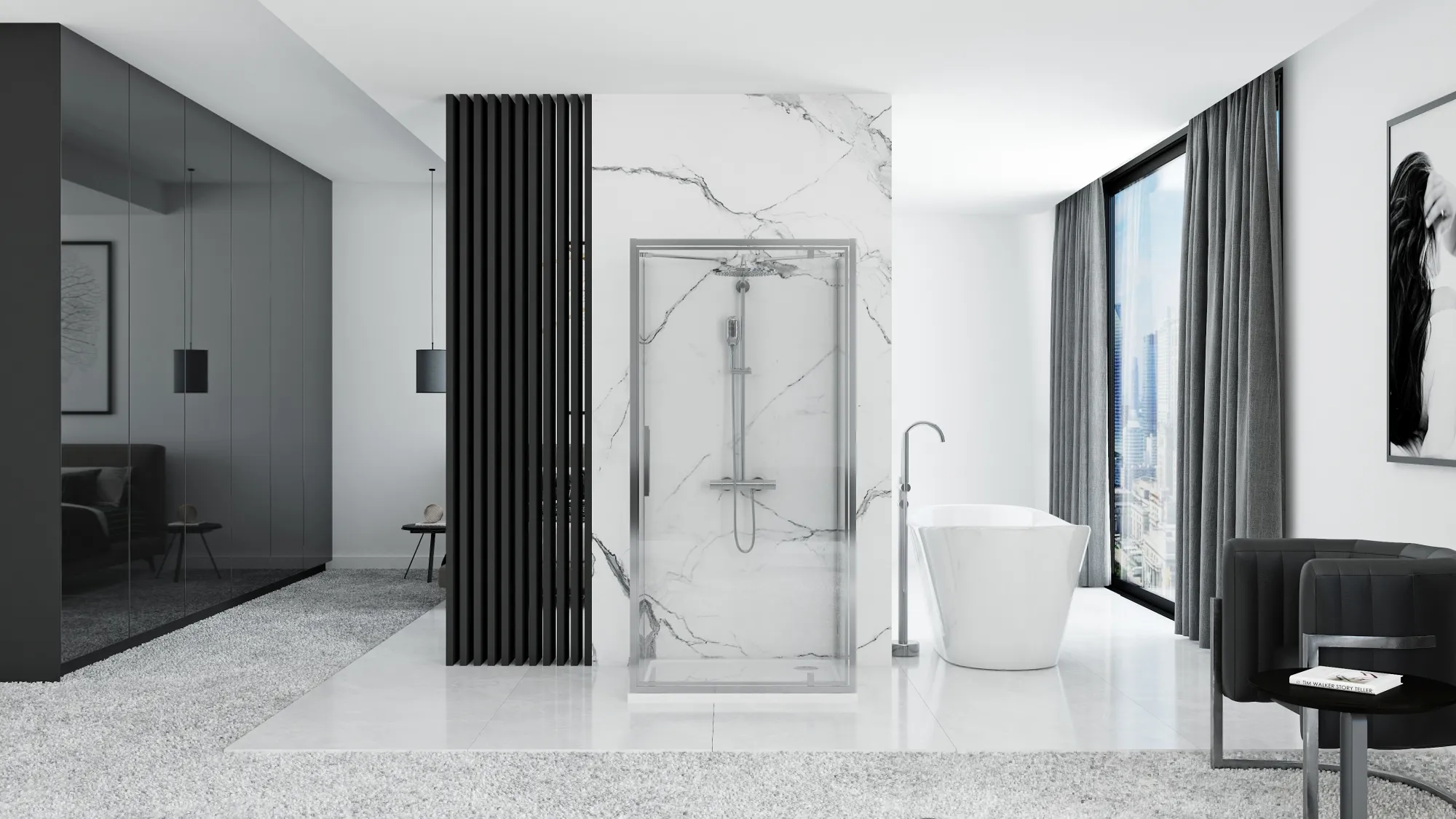 Cabină duș batantă de perete mărime 100x100 cm culoare crom model Rapid Swing [5]