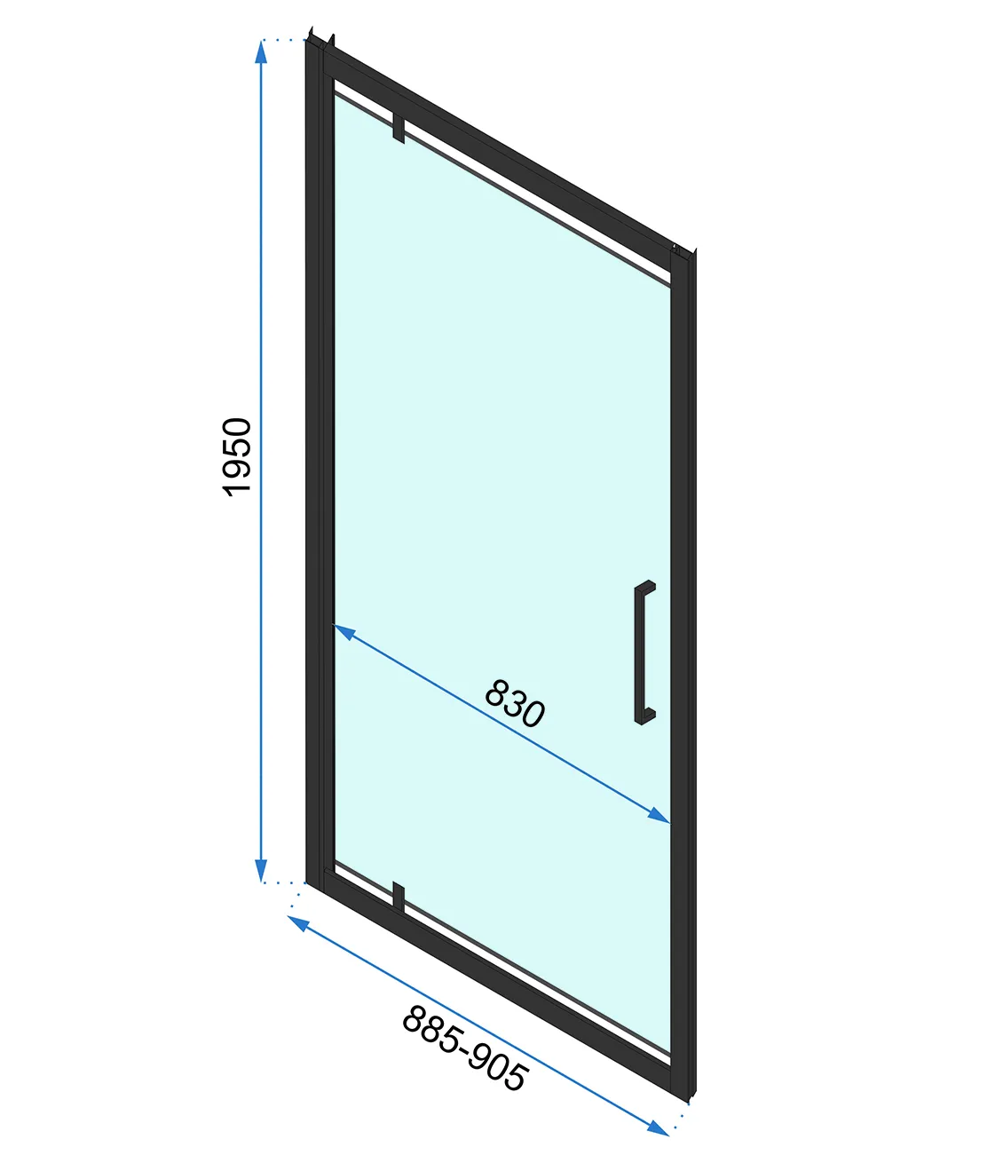 Cabină de duș batantă de colț mărime 90x100 cm culoare neagră model Rapid Swing Black [6]