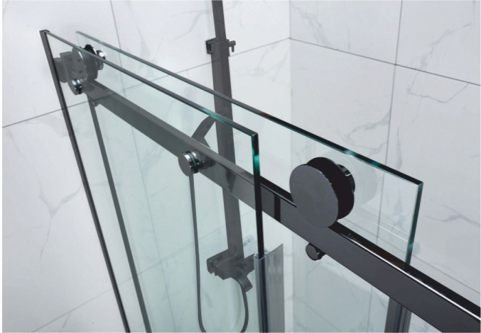 Cabină de duș culisantă de colț mărime 145->165 x 90 cm culoare neagră sticlă transparentă WST 01 [5]