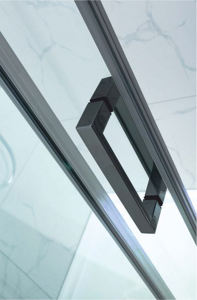 Cabină de duș culisantă de colț mărime 145->165 x 90 cm culoare neagră sticlă transparentă WST 01 [2]
