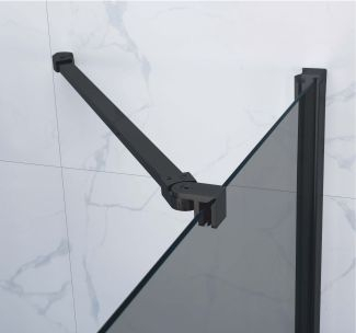 Cabină duș batantă de colț mărime 80x90 cm culoare neagră sticlă fumurie WST 03 [4]