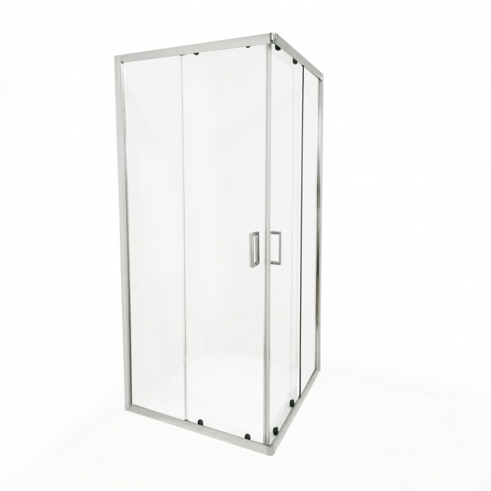Cabină de duș culisantă de colț mărime 80x80 cm culoare crom lucios sticlă securizată de 6 mm model WST 13 [2]