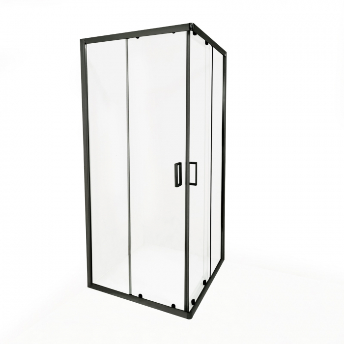Cabină de duș culisantă de colț mărime 90x90 cm culoare neagră WST 13 [2]