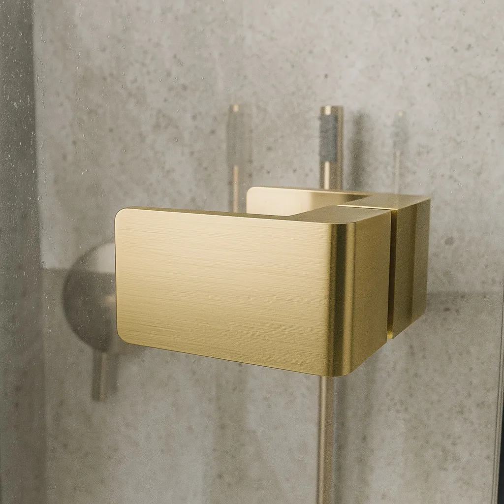 Cabină de duș batantă de colț mărime 80x90 cm finisaj auriu periat model Atlas Left Gold Brushed [4]