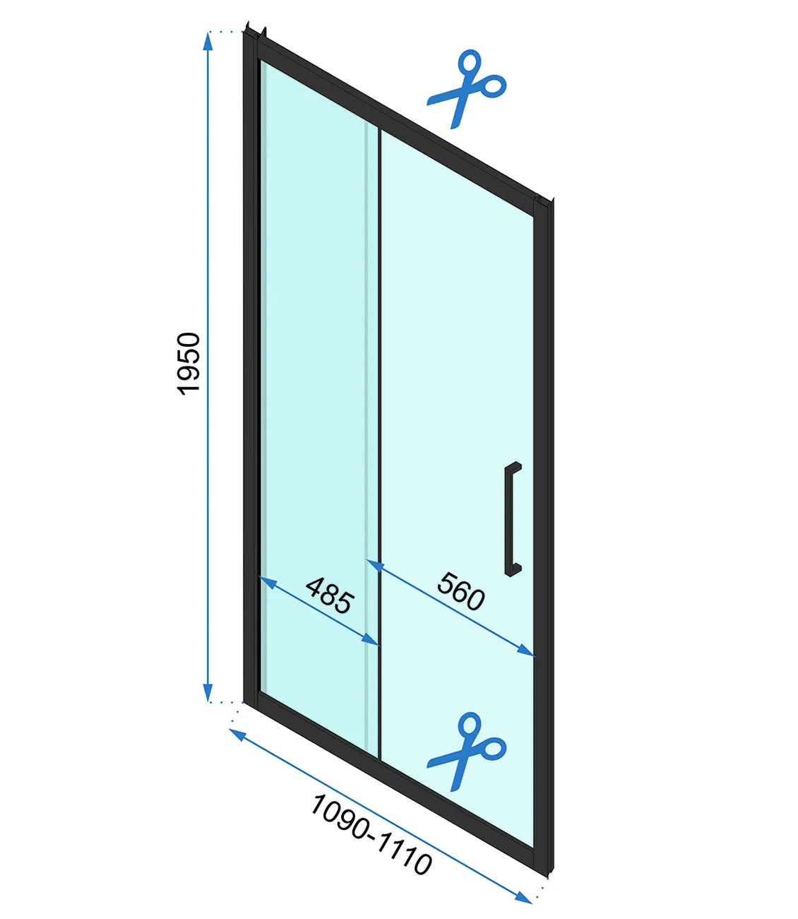 Cabină duș culisantă de perete mărime 110x90 cm culoare neagră model Rapid Slide Black [6]