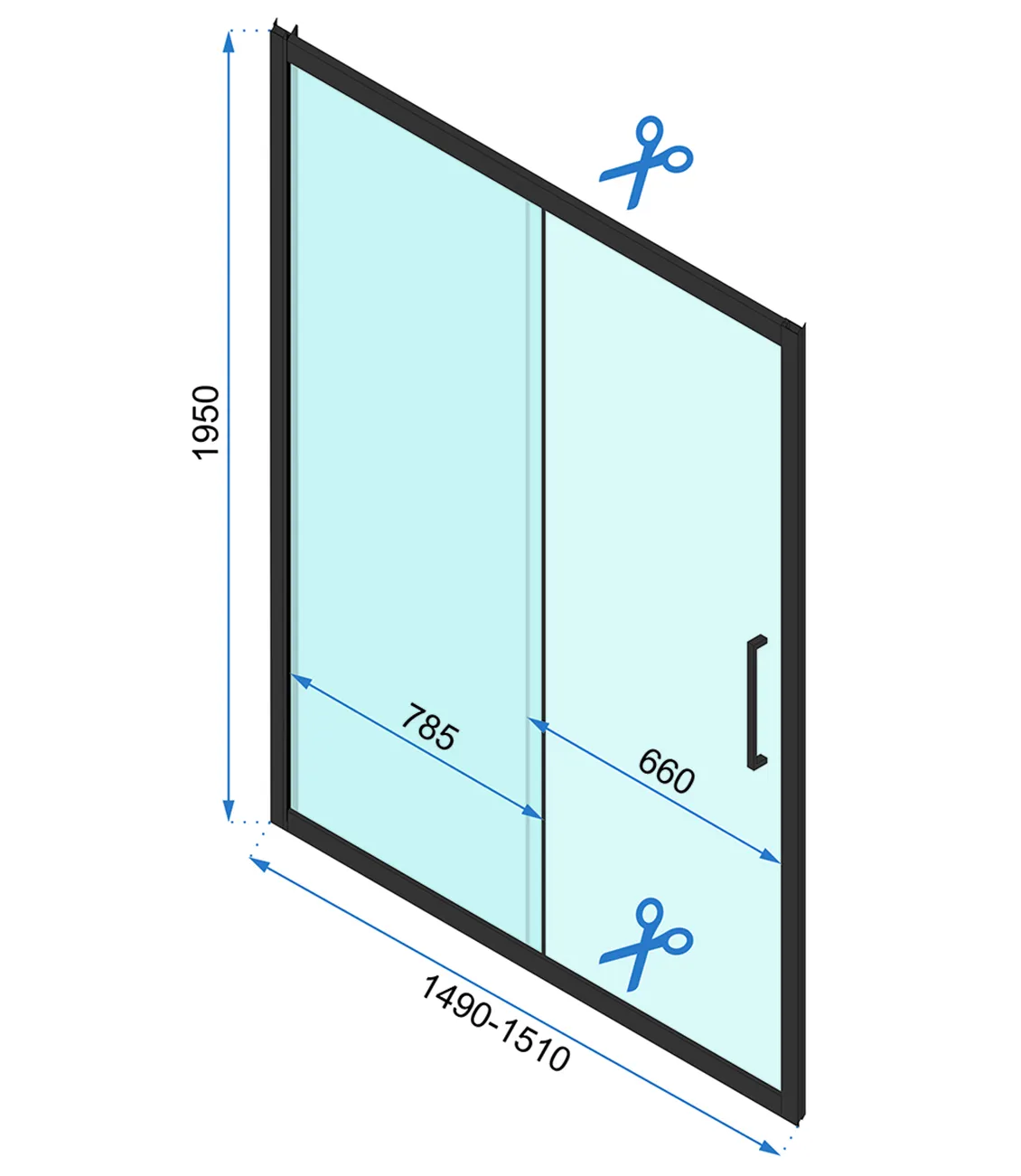 Cabină duș culisantă de perete mărime 150x80 cm culoare neagră model Rapid Slide Black [6]