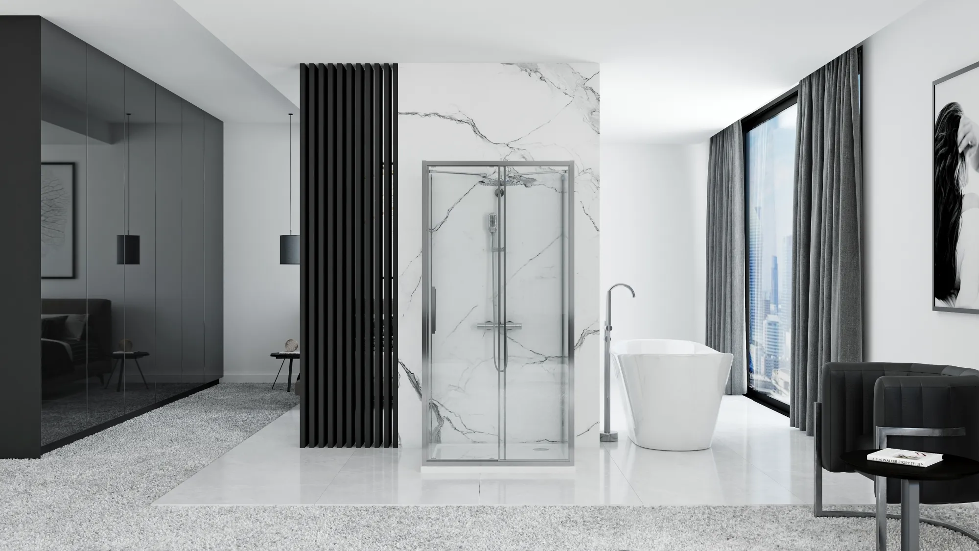 Cabină duș culisantă de perete mărime 120x80 cm culoare crom model Rapid Slide [5]