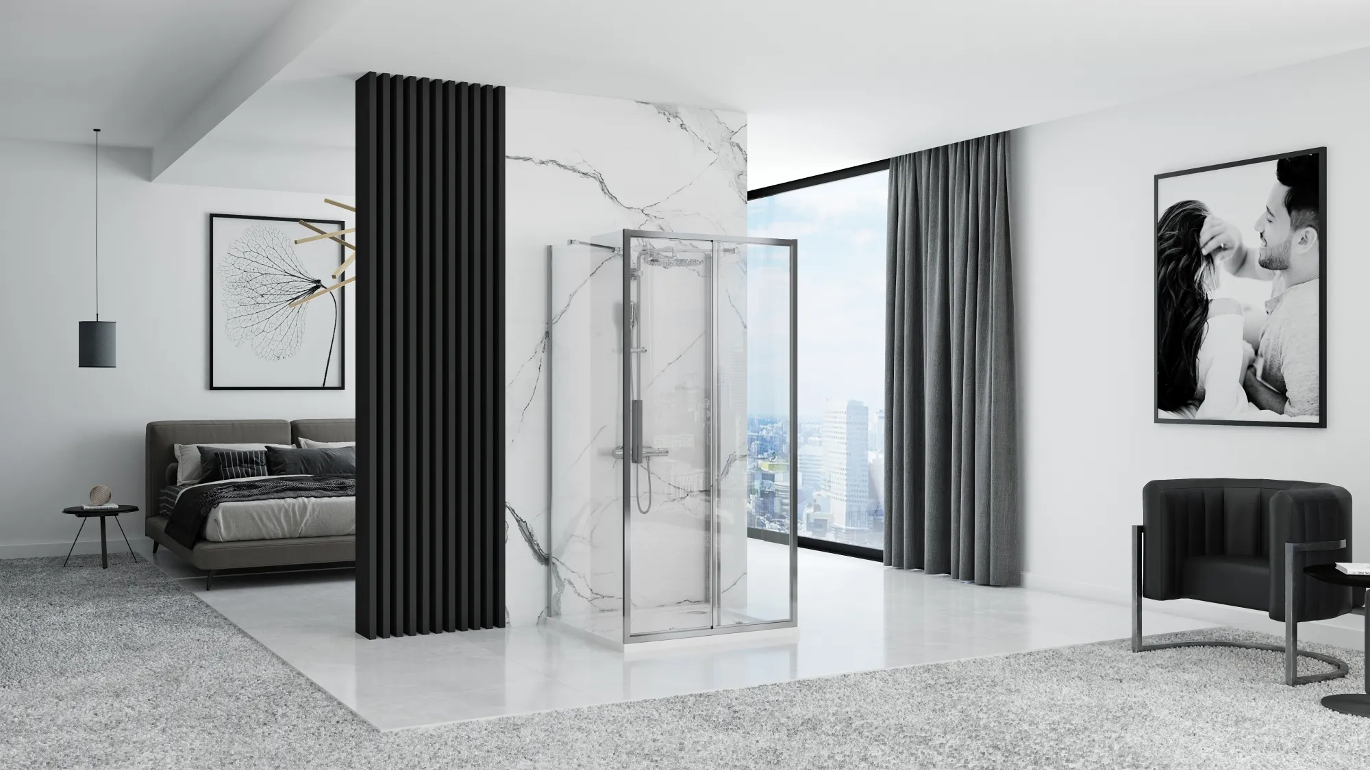 Cabină duș culisantă de perete mărime 120x80 cm culoare crom model Rapid Slide [3]