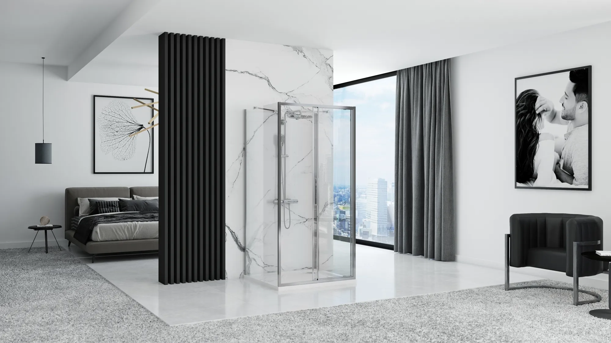 Cabină duș culisantă de perete mărime 120x80 cm culoare crom model Rapid Slide [4]