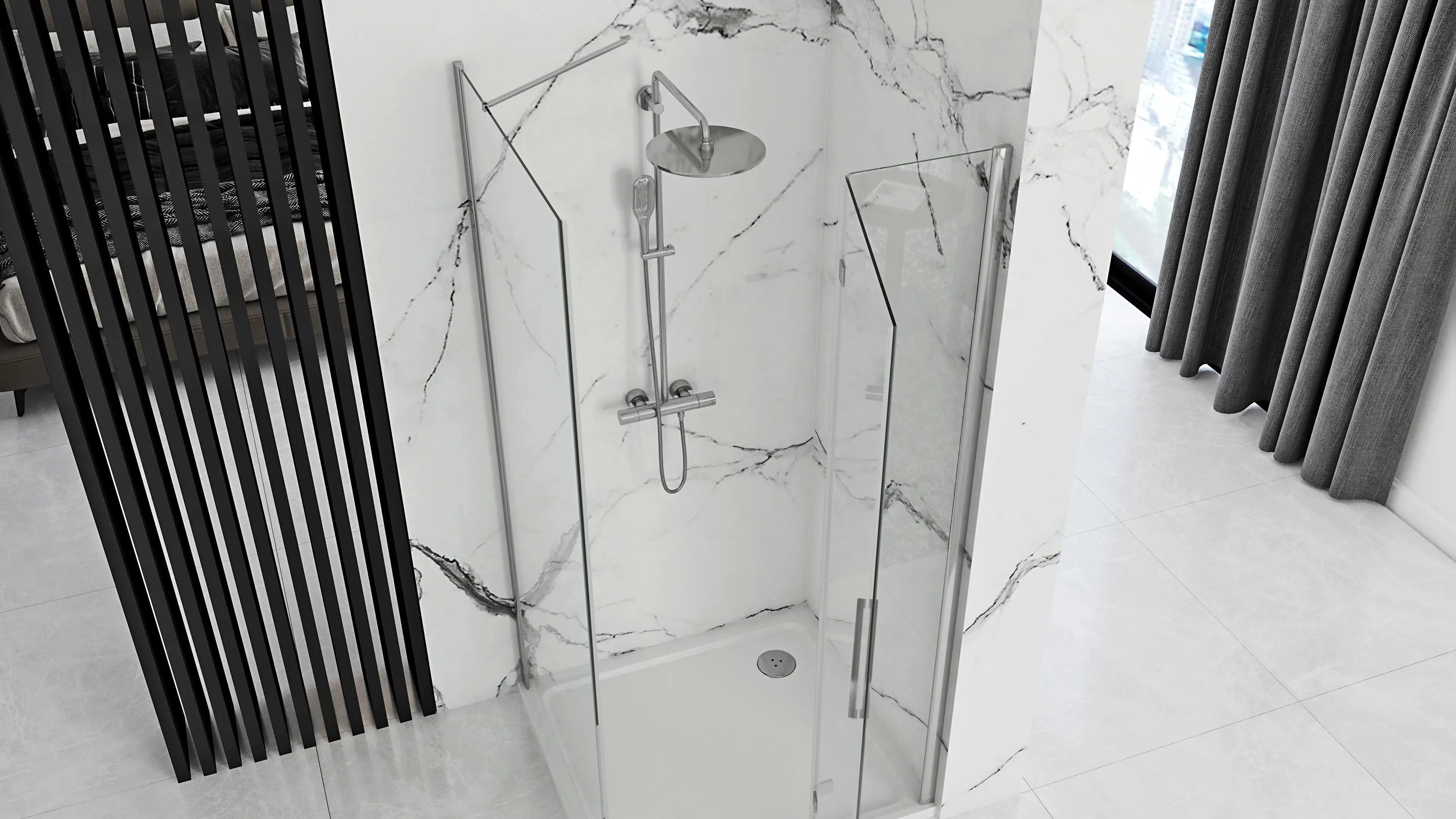 Cabină de duș pliabilă de colț mărime 80x80 cm culoare crom model Molier Chrome [2]