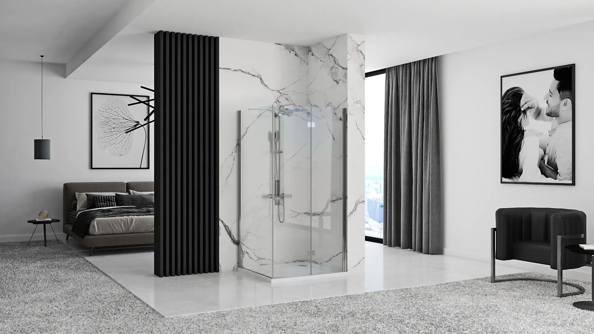 Cabină de duș pliabilă de colț mărime 80x80 cm culoare crom model Molier Chrome [3]