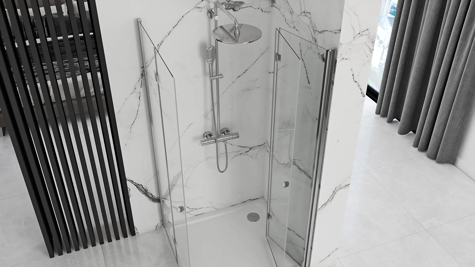 Cabină duș pliabilă de colț mărime 80x80 cm culoare crom model Fold N2 Chrome [3]