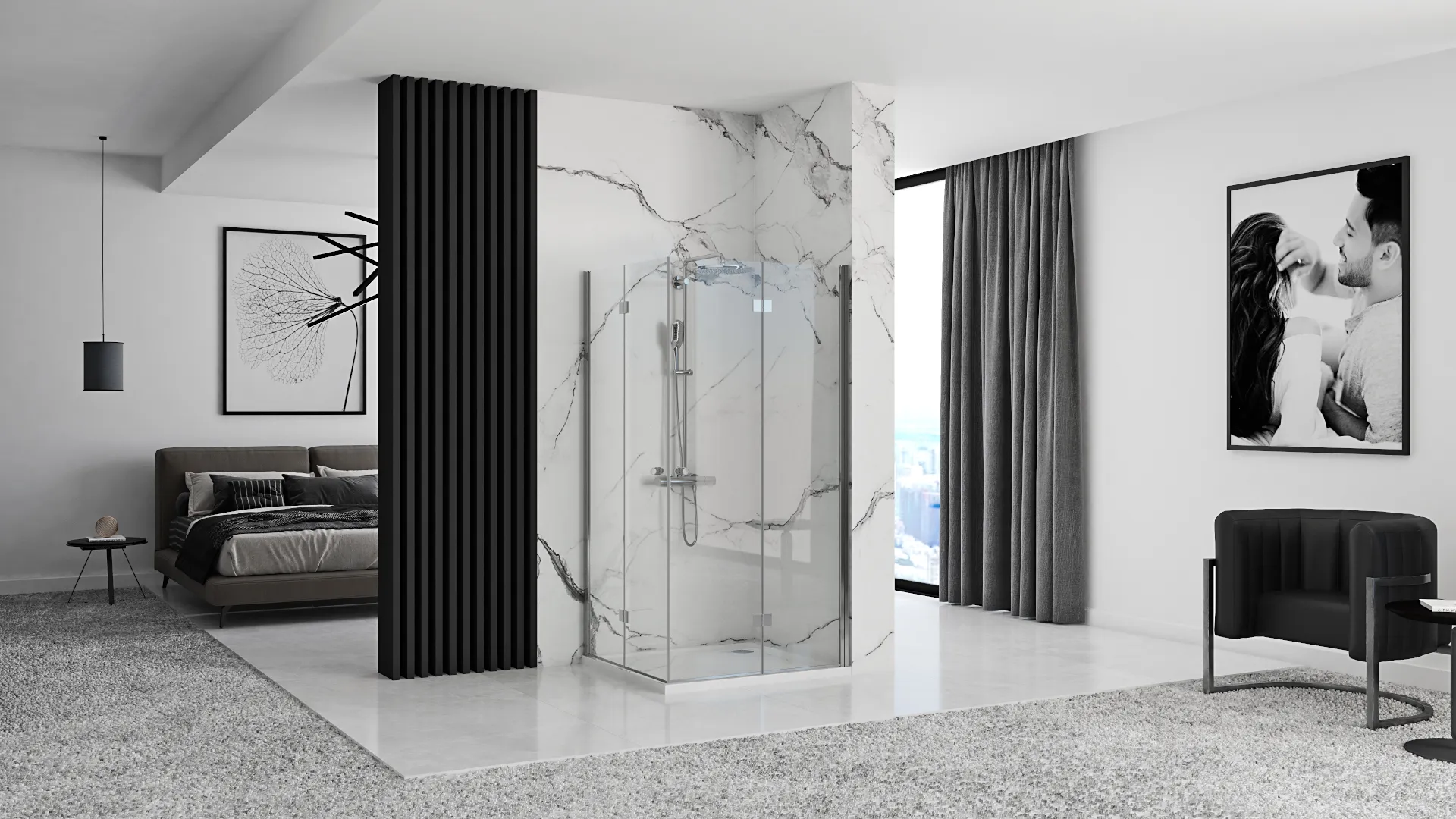 Cabină duș pliabilă de colț mărime 80x80 cm culoare crom model Fold N2 Chrome [6]