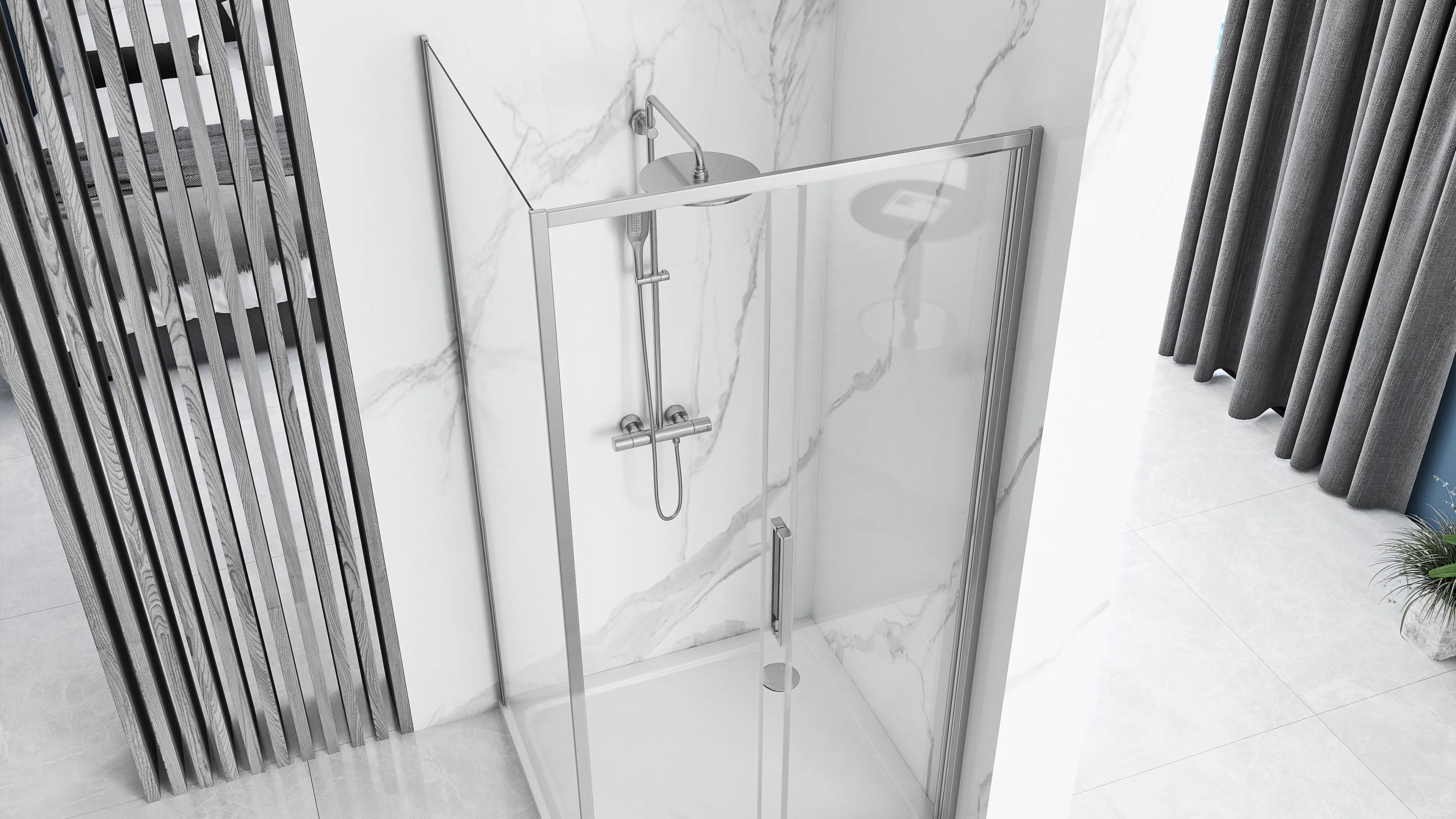 Cabină duș culisantă de colț mărime 100x100 cm culoare crom model Rapid Slide Chrome [2]