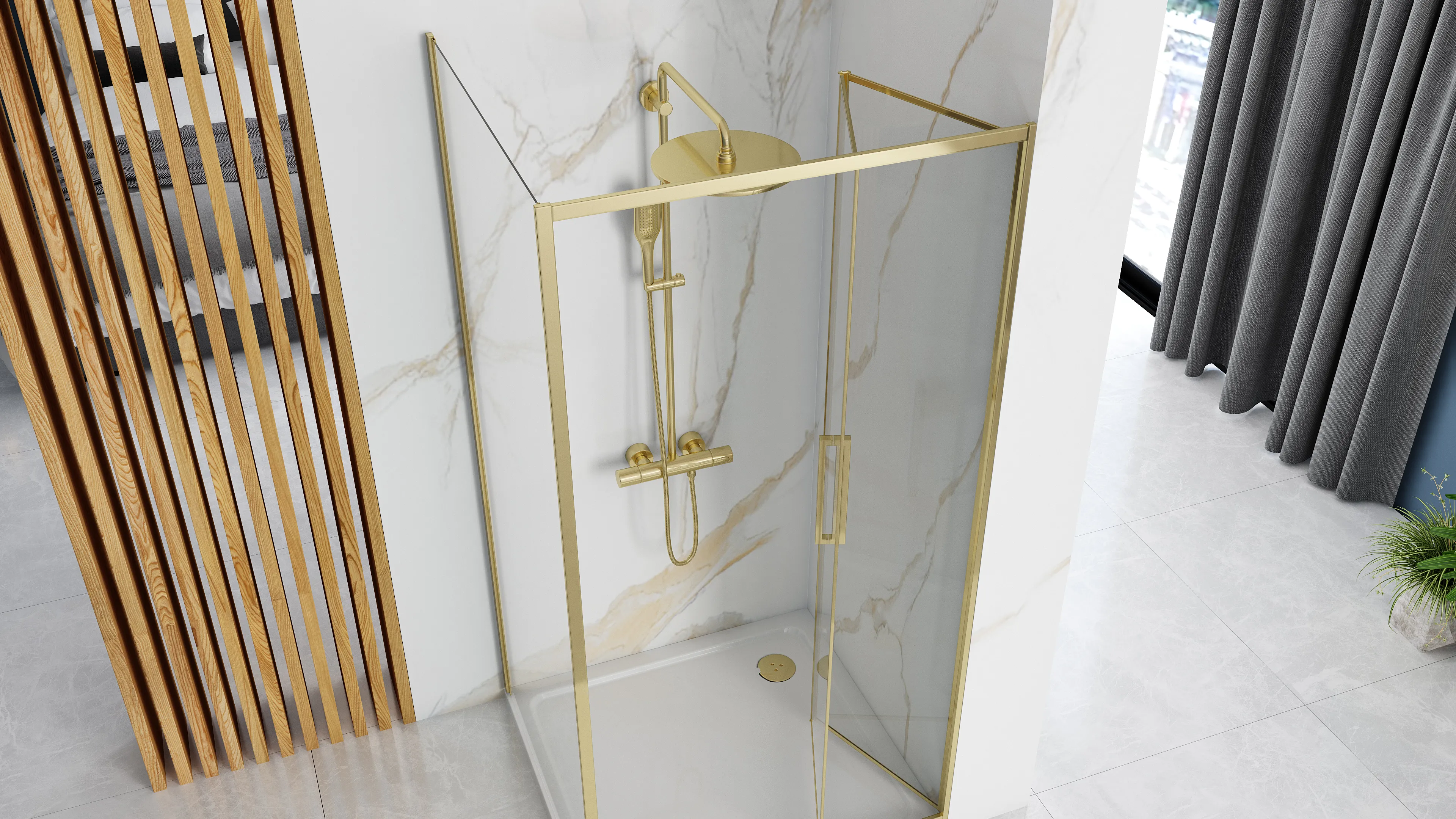 Cabină duș pliabilă de colț mărime 80x100 cm culoare auriu model Rapid Fold Gold [2]