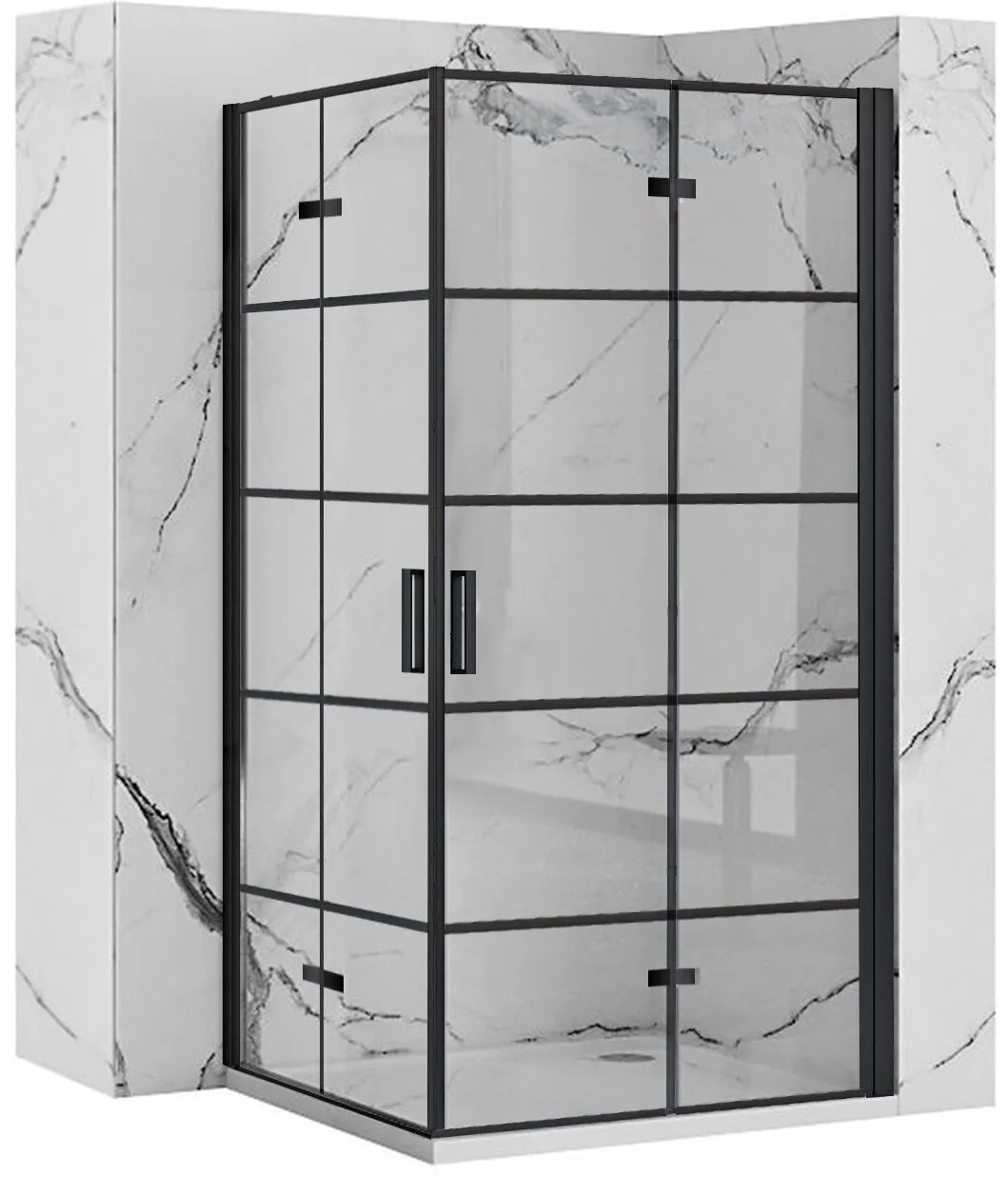 Cabină de duș pliabilă de colț mărime 80x110 culoare neagră Molier Double [1]