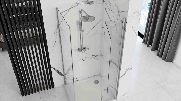Cabină duș batantă de colț mărime 90x90 cm culoare crom lucios sticlă securizată de 6 mm model Madox Chrome [2]