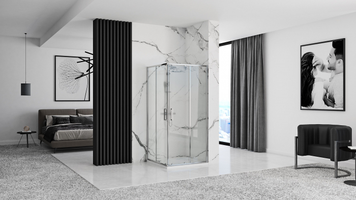Cabină duș culisantă de colț mărime 90x90 culoare crom Punto [3]