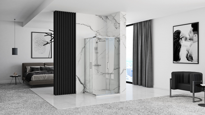 Cabină duș culisantă de colț mărime 90x90 culoare crom Punto [4]
