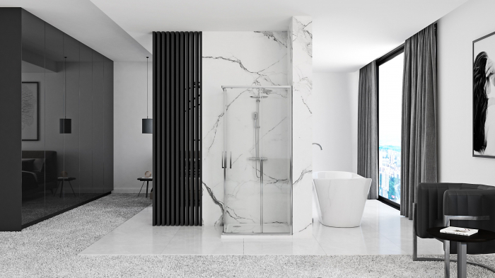 Cabină duș culisantă de colț mărime 90x90 culoare crom Punto [2]