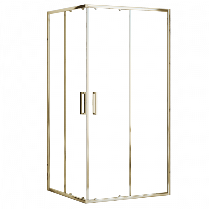 Cabină duș culisantă de colț mărime 80x100 culoare auriu lucios sticlă securizată de 4 mm model Punto Gold [6]