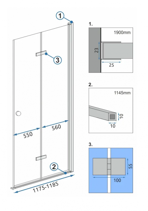 Cabină duș pliabilă de colț mărime 100x120 culoare crom Fold N2 Modul [8]