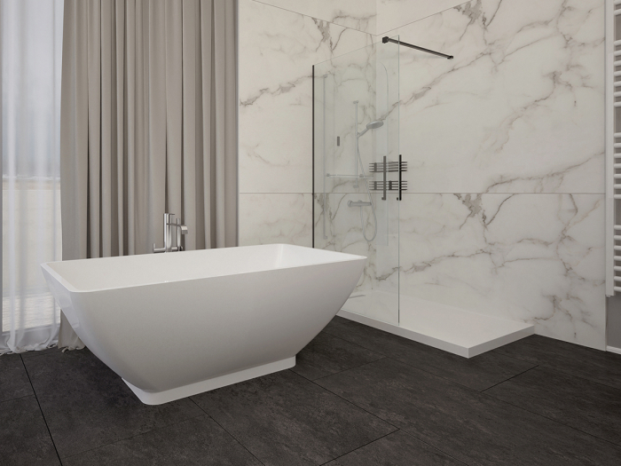Cadă freestanding formă dreptunghiulară 162x87x61 cm culoare albă model Stone Arania [4]