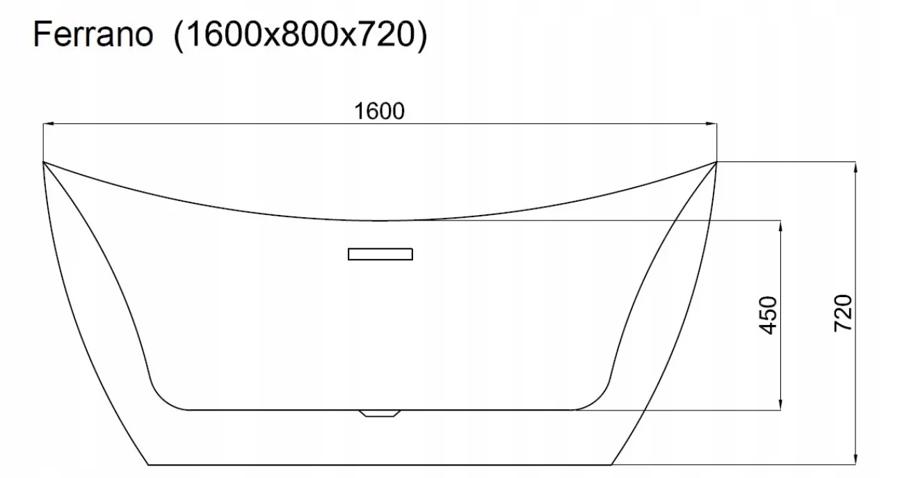 Cadă freestanding formă ovală 160x80x72 cm culoare albă model Ferrano [7]
