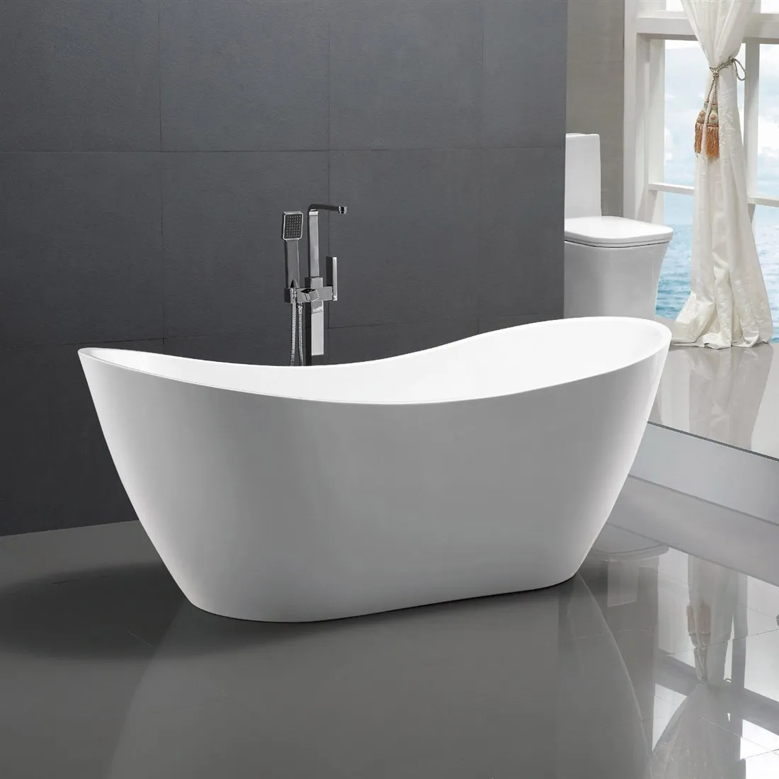 Cadă freestanding formă ovală 160x80x72 cm culoare albă model Ferrano [5]