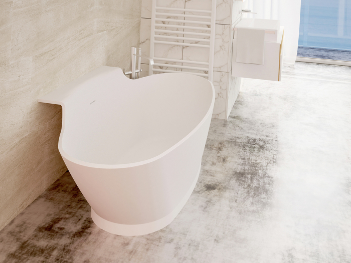 Cadă freestanding lipită de perete formă ovală 172x102x63 cm culoare albă model Stone Anna [4]