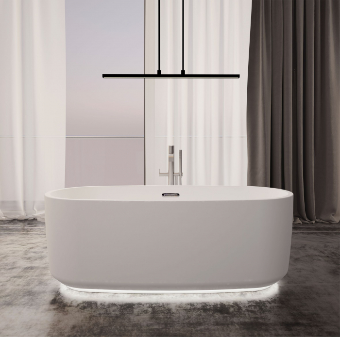 Cadă freestanding cu iluminare LED formă ovală 170x75x65 cm culoare albă model Fiona [2]