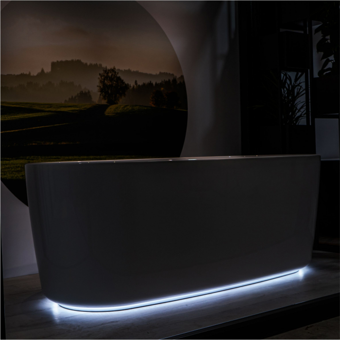 Cadă freestanding cu iluminare LED formă ovală 170x75x65 cm culoare albă model Fiona [5]