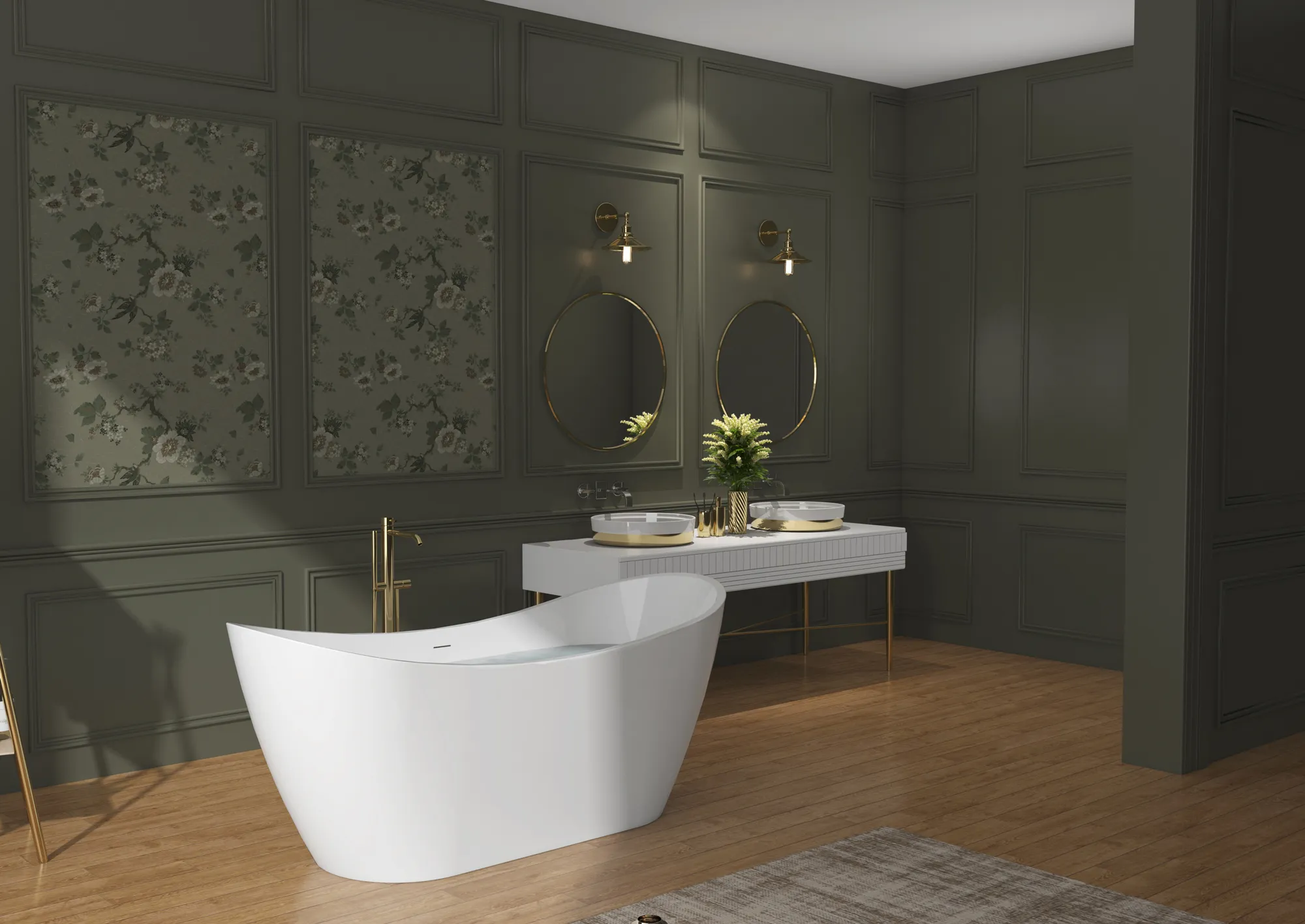 Cadă freestanding formă ovală 152x73x67 cm culoare albă model Kerrano [2]