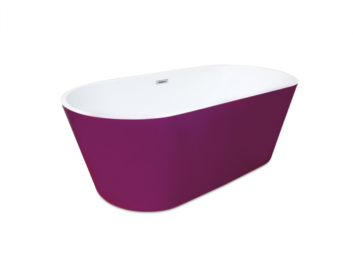 Cadă freestanding formă ovală 170x80x60 cm culoare alb și violet model Leea [2]